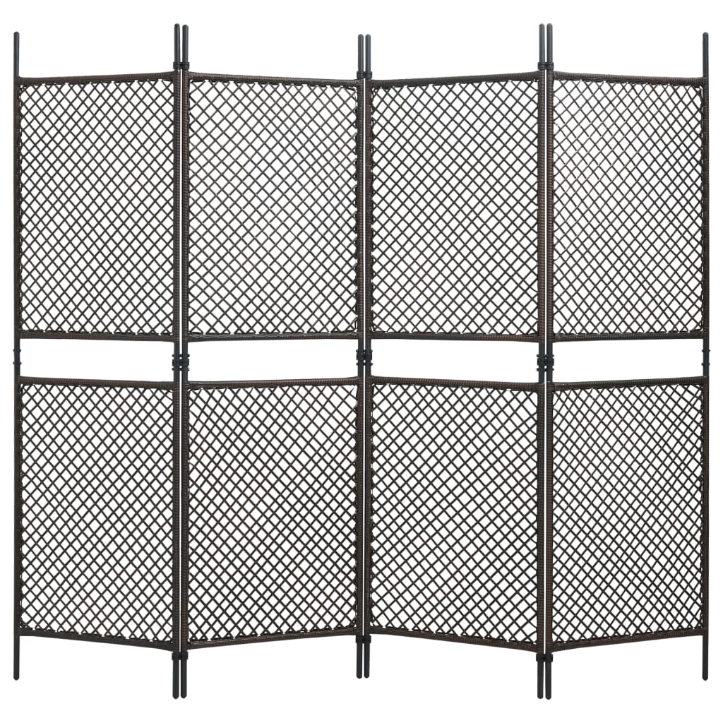 vidaXL 3072529 Fence Panel Poly Rattan 2.4x2 M Brown