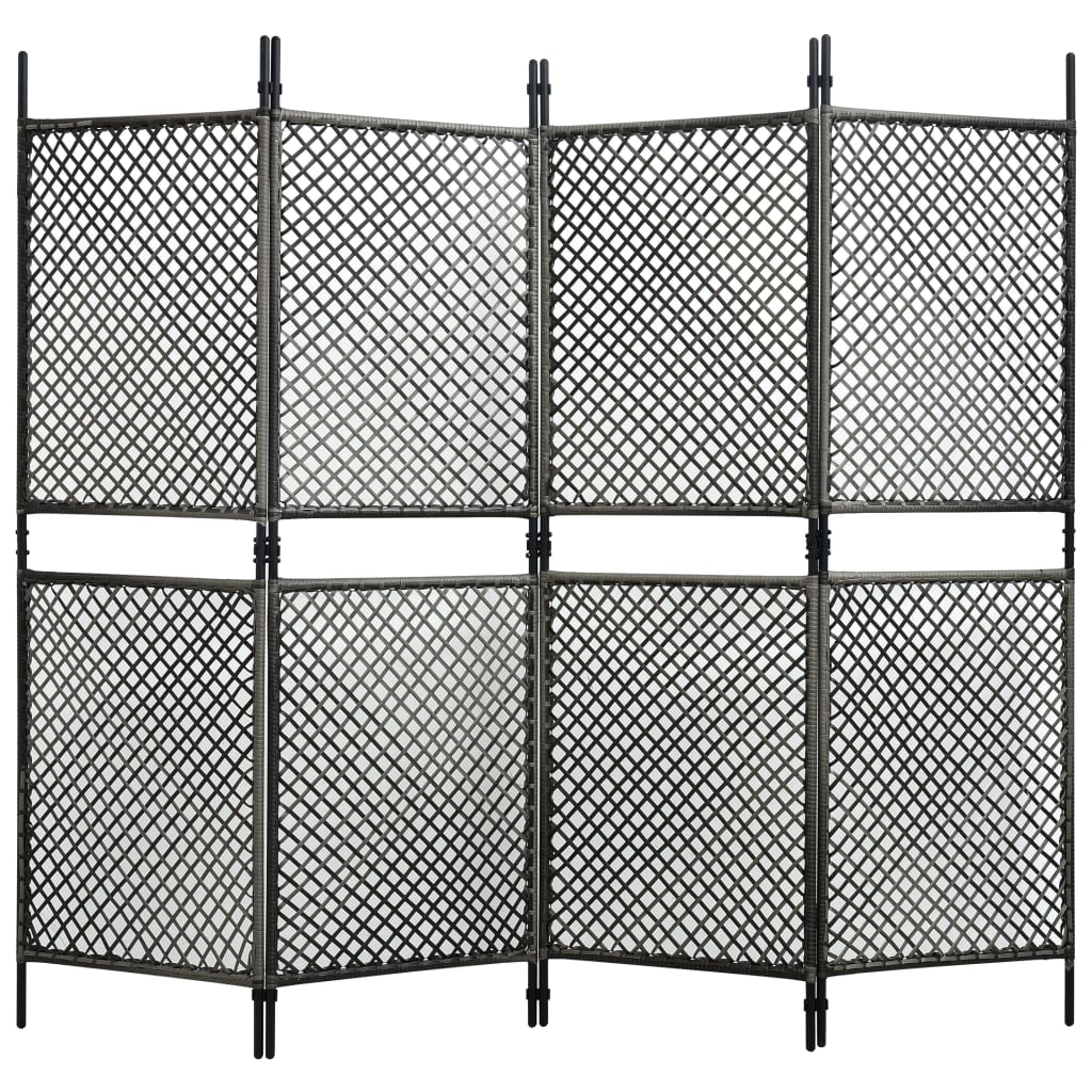vidaXL 3072533 Fence Panel Poly Rattan 2.4x2 M Anthracite