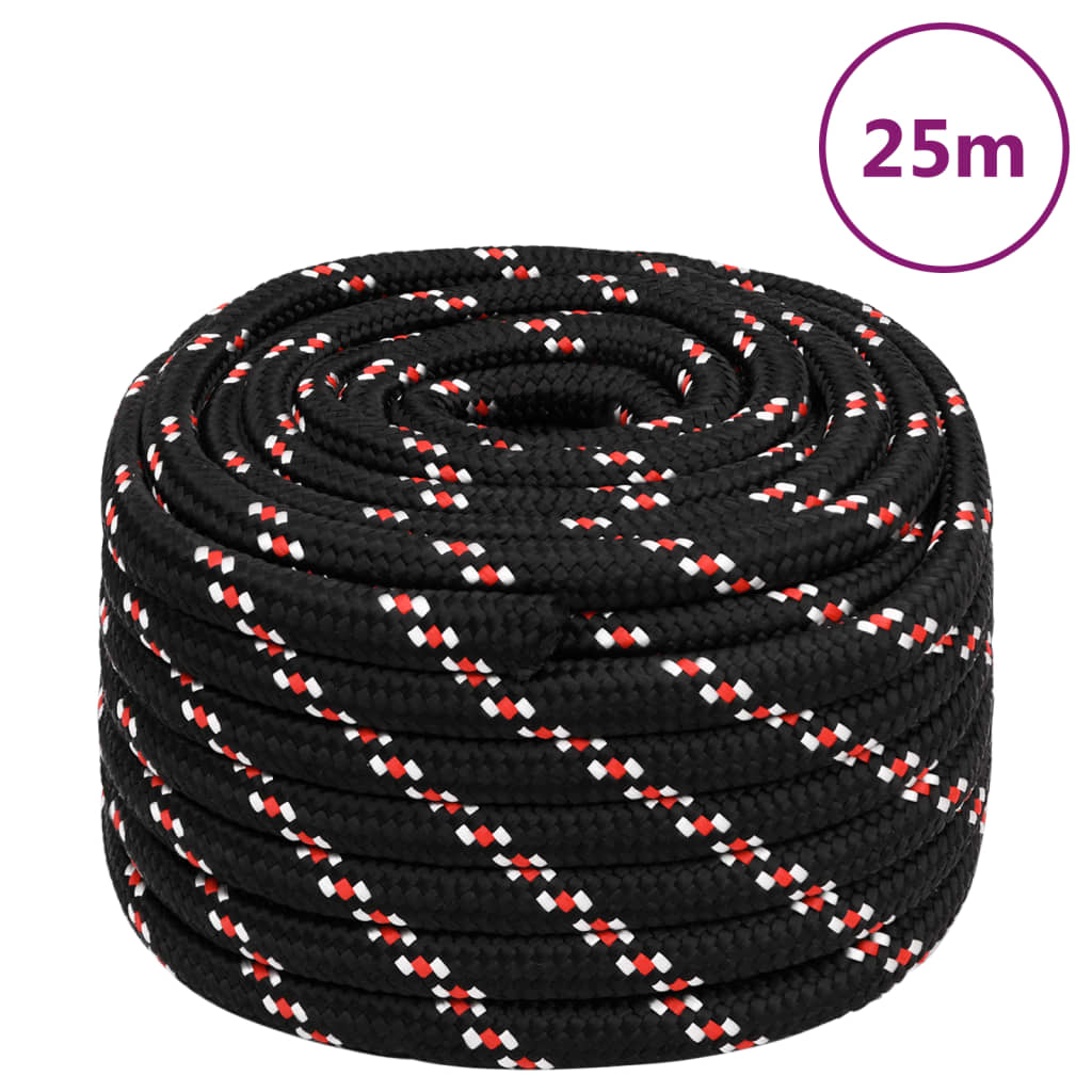vidaXL 152367 Boat Rope Black 20mm 25 M Polypropylene