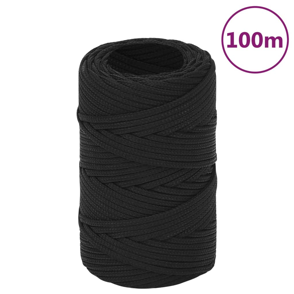 vidaXL 152478 Boat Rope Full Black 2mm 100 M Polypropylene