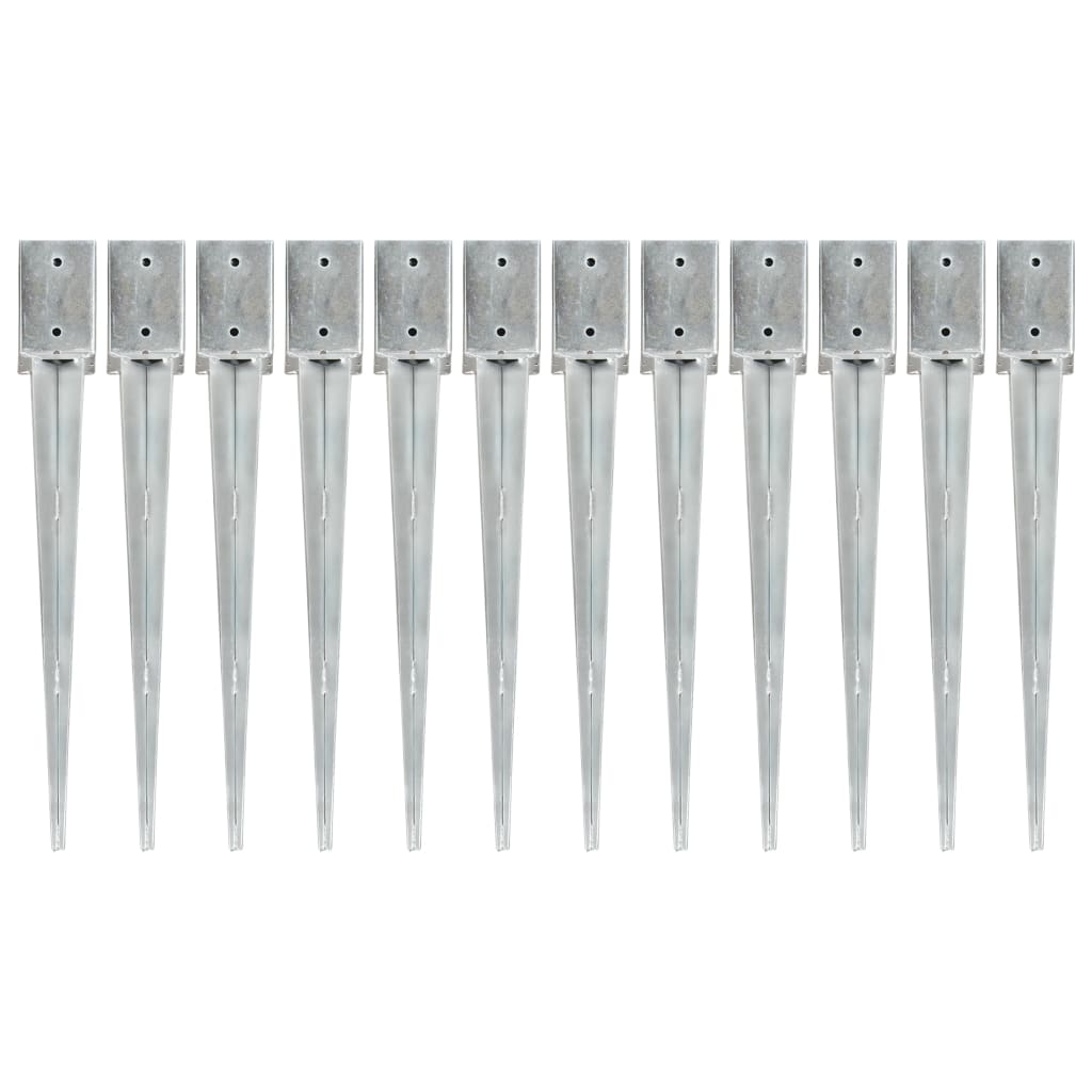 vidaXL 145415 Ground Spikes 12 Pcs Silver 9x9x75cm Galvanised Steel