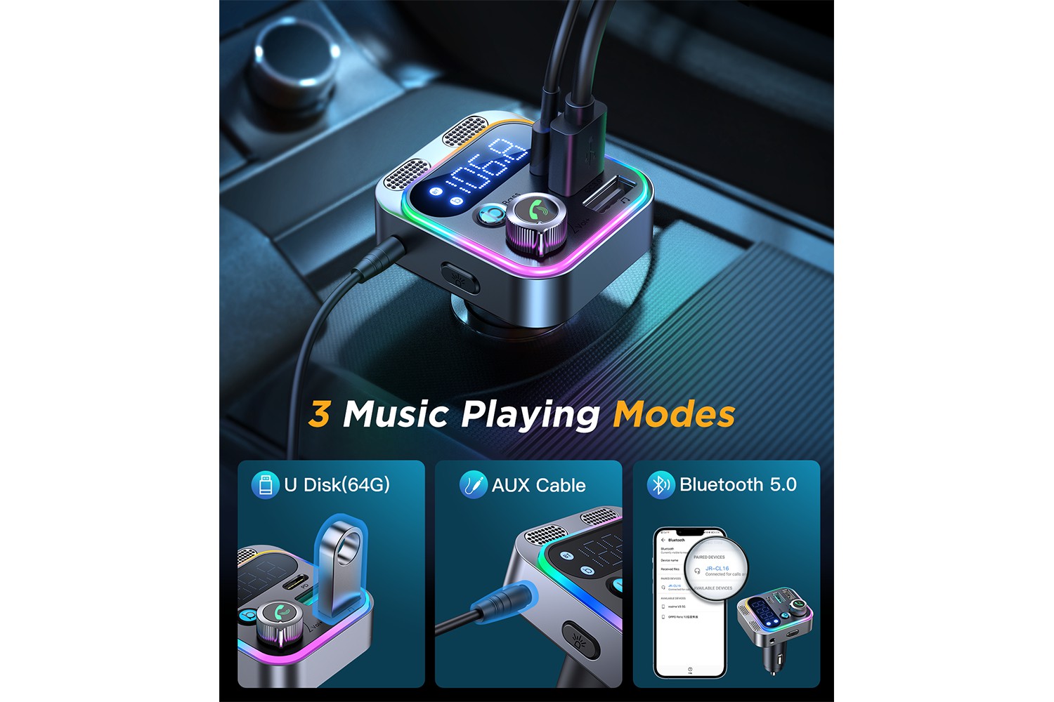 Joyroom 48W Car Wireless FM Transmitter | Black