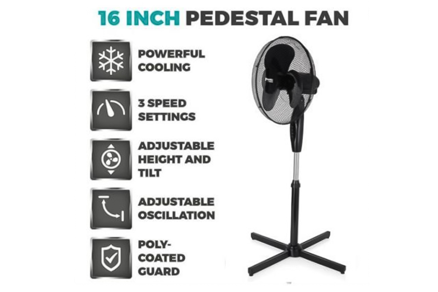 Tower Presto 16" Pedestal Fan TOWPT633000B Black Ireland