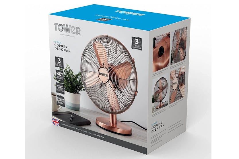 Tower 12" Portable Metal Desk Fan | TOWT605000C | Copper