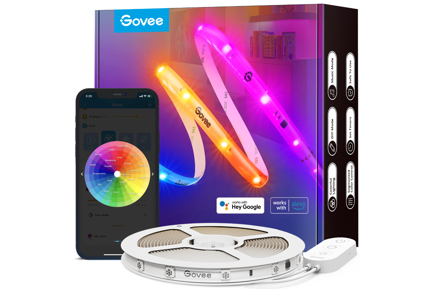 Govee RGBIC Basic Wi Fi Bluetooth LED Strip Lights 10m Ireland