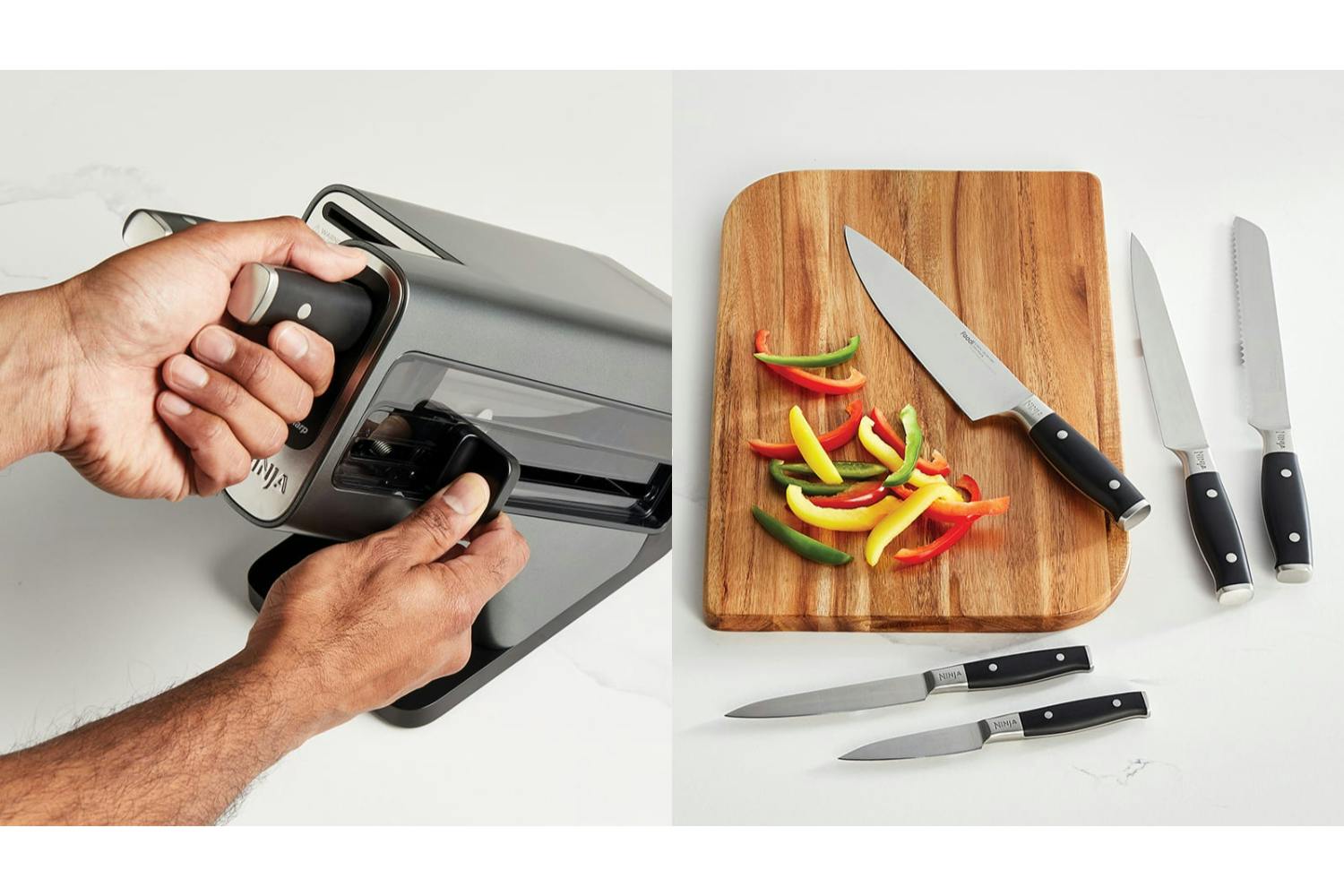 Ninja Foodi StaySharp Knife Block with Integrated Sharpener, 5-Piece Knife  Set includes Chef Knife, Bread Knife, Slicing Knife, Utility Knife, Paring  Knife, Stainless Steel K32005UK