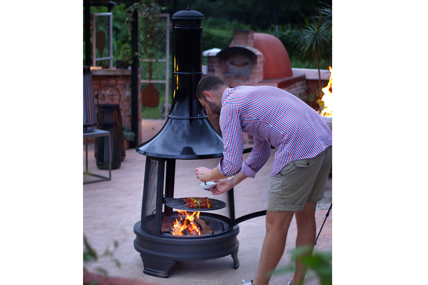 Haloo Alpine Outdoor Wood Burning Garden Fire Pit with Chiminea Fireplace