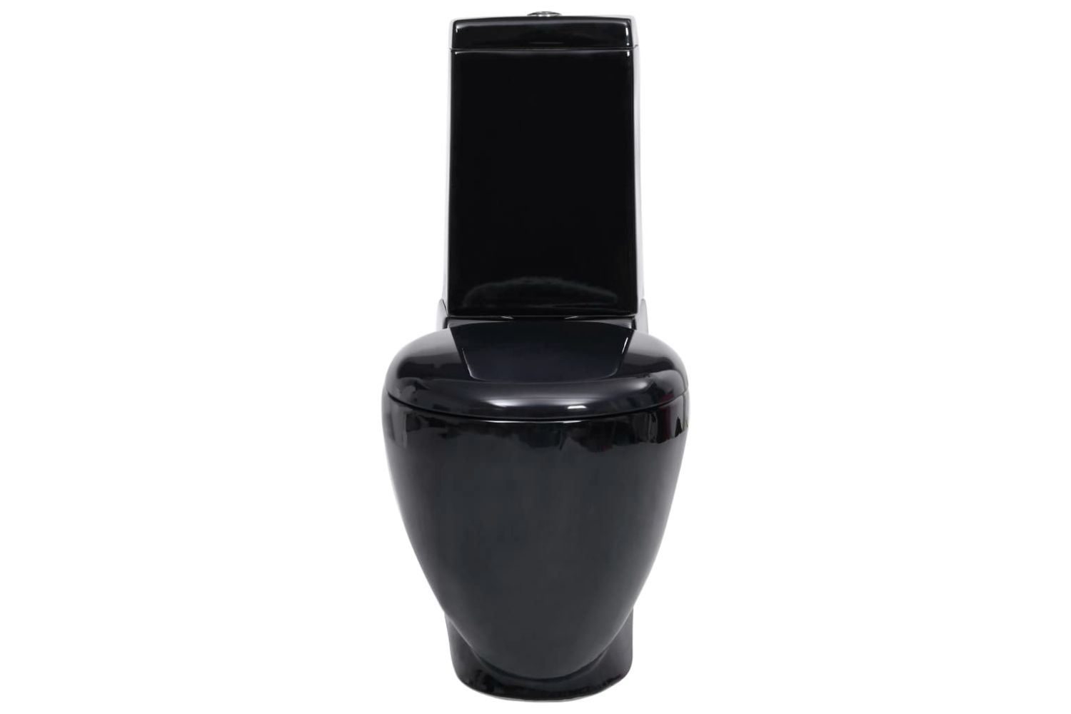 vidaXL 3059889 Bottom Water Flow WC Ceramic Round Toilet | Black
