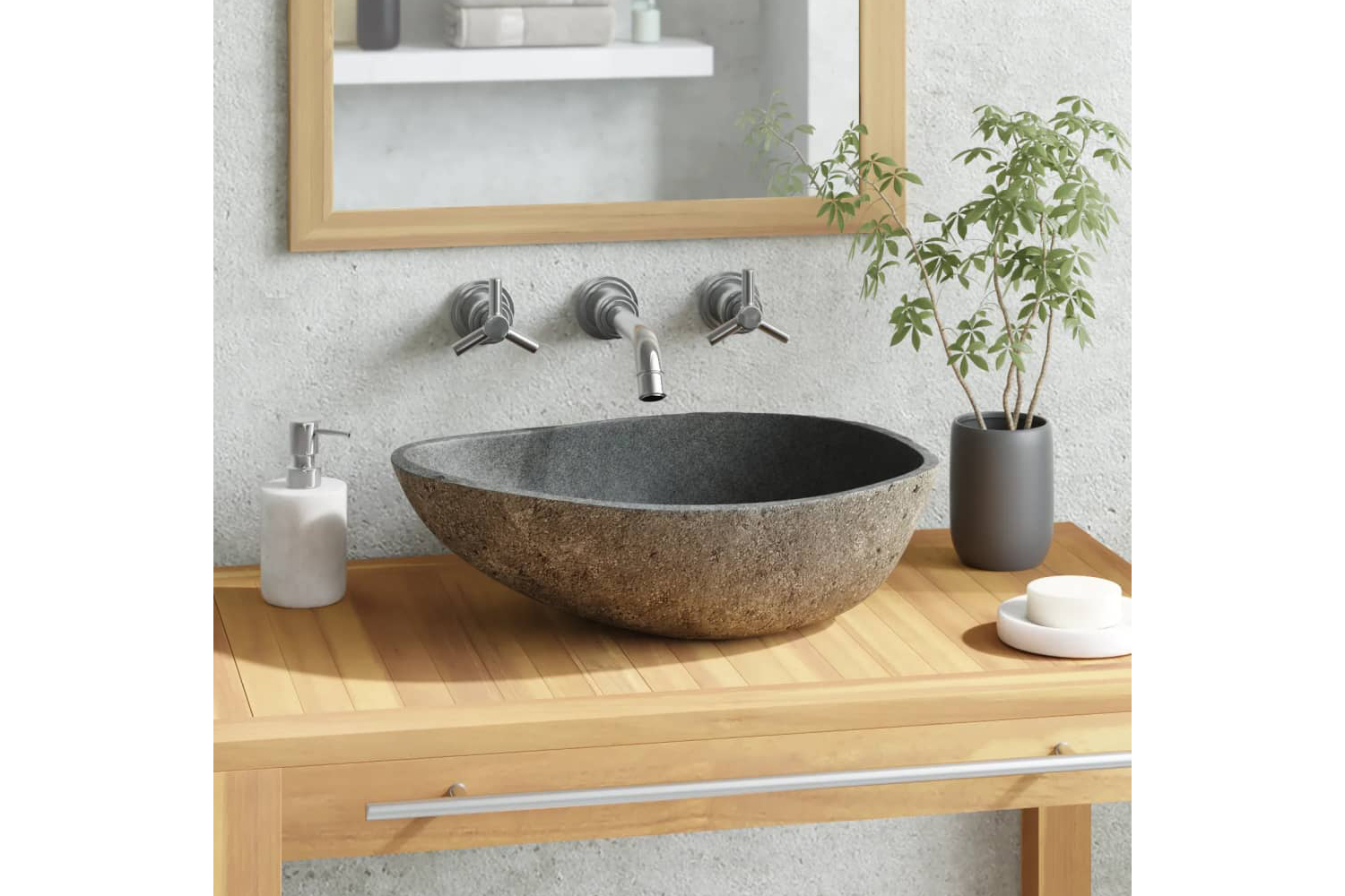 Vidaxl Basin River Stone Oval (37-46)x(29-36) Cm