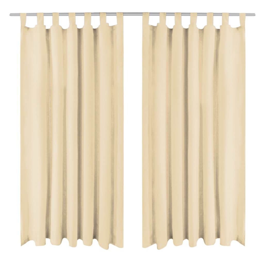 vidaXL 132216 Micro-satin Curtains 2 Pcs With Loops 140x175cm Beige