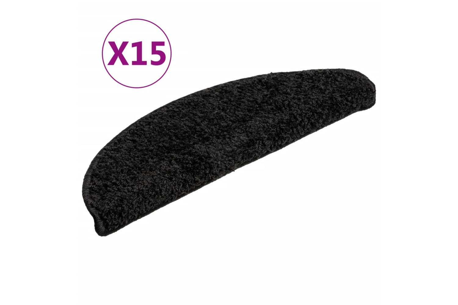 vidaXL 133893 Carpet Stair Treads 15 Pcs Black 56x17x3cm