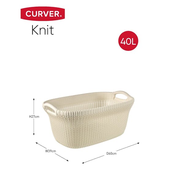 Curver 443841 Laundry Basket Knit 40l Creamy White