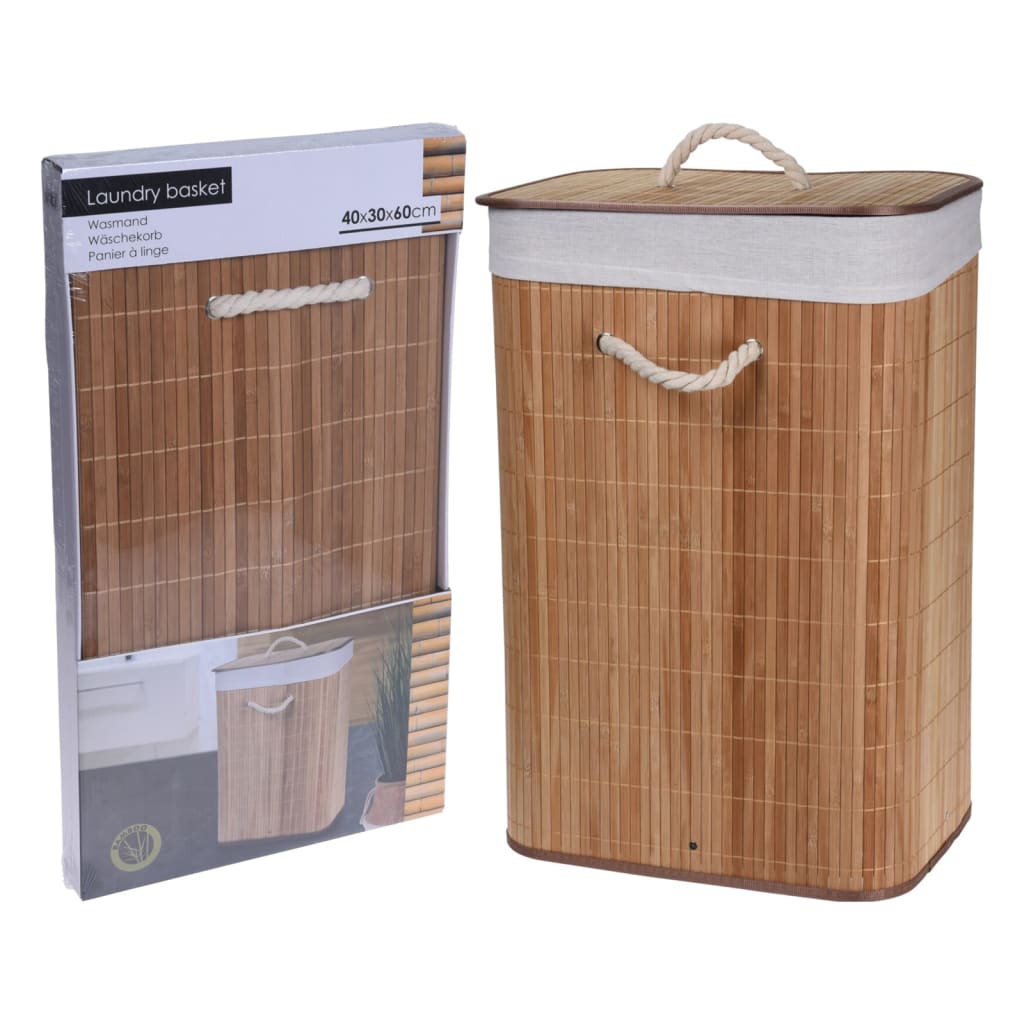 Bathroom Solutions 443270 Foldable Laundry Basket Bamboo