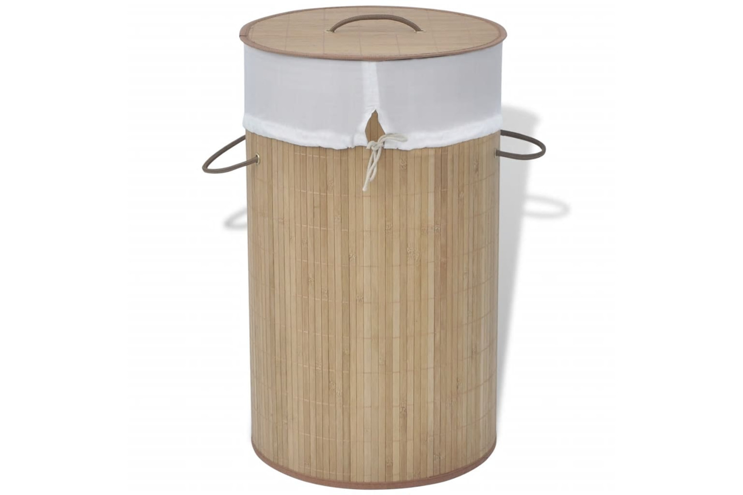 vidaXL Bamboo Laundry Bin Round Natural