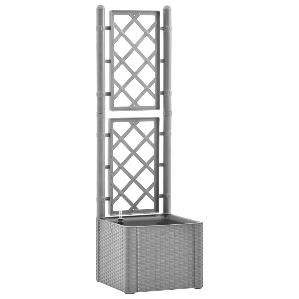 vidaXL 317577 Garden Raised Bed With Trellis And Self Watering System Grey