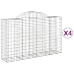 Vidaxl 3146343 Arched Gabion Baskets 4 Pcs 200x50x120/140 Cm Galvanised Iron