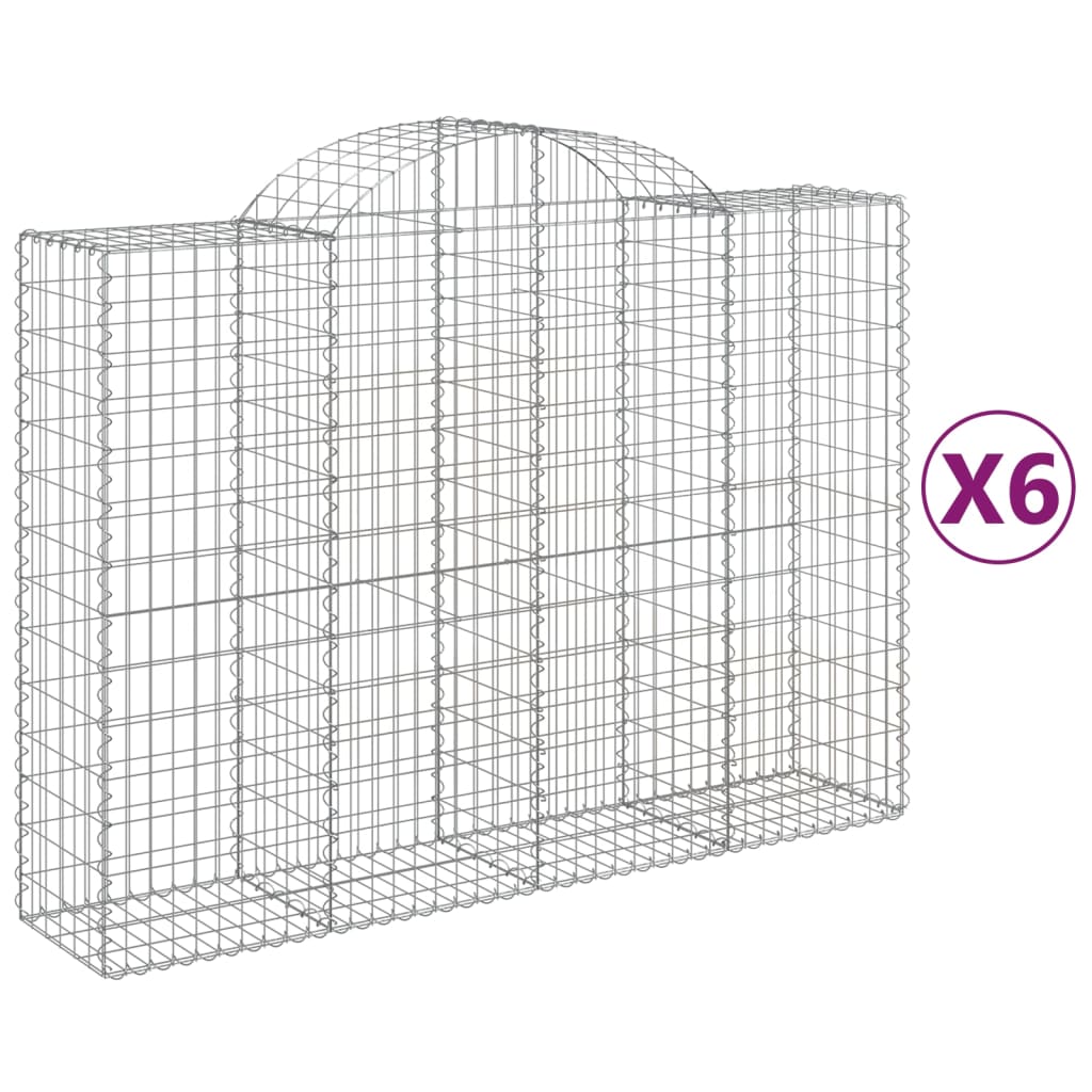 vidaXL 3146366 Arched Gabion Baskets 6 Pcs 200x50x140/160cm Galvanised Iron
