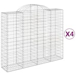 Vidaxl 3146385 Arched Gabion Baskets 4 Pcs 200x50x160/180 Cm Galvanised Iron