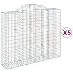 Vidaxl 3146386 Arched Gabion Baskets 5 Pcs 200x50x160/180 Cm Galvanised Iron