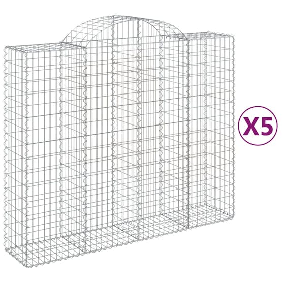 Vidaxl 3146386 Arched Gabion Baskets 5 Pcs 200x50x160/180 Cm Galvanised Iron