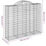 Vidaxl 3146386 Arched Gabion Baskets 5 Pcs 200x50x160/180 Cm Galvanised Iron