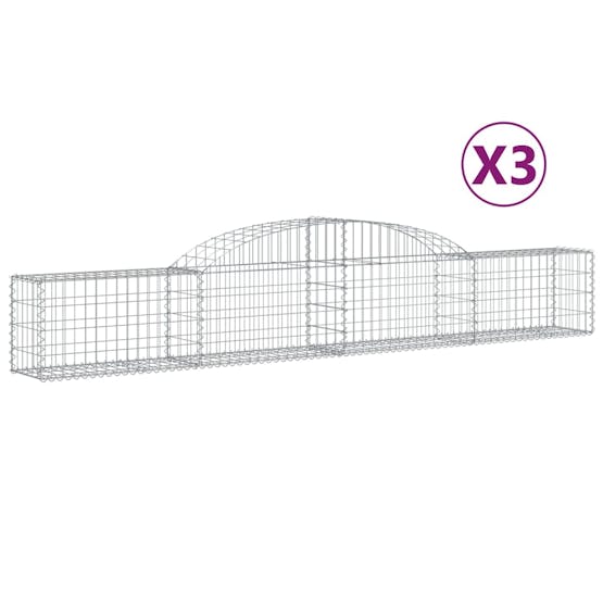 Vidaxl 3146468 Arched Gabion Baskets 3 Pcs 300x30x40/60 Cm Galvanised Iron