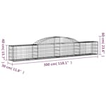 Vidaxl 3146468 Arched Gabion Baskets 3 Pcs 300x30x40/60 Cm Galvanised Iron