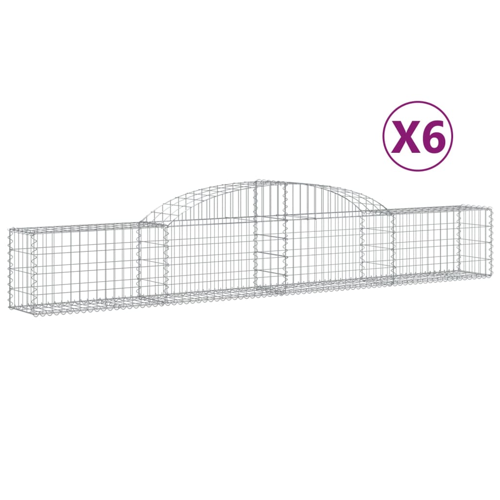 vidaXL 3146471 Arched Gabion Baskets 6 Pcs 300x30x40/60cm Galvanised Iron