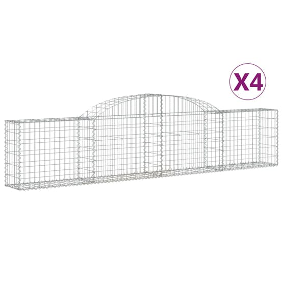 Vidaxl 3146487 Arched Gabion Baskets 4 Pcs 300x30x60/80 Cm Galvanised Iron