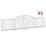 Vidaxl 3146488 Arched Gabion Baskets 5 Pcs 300x30x60/80 Cm Galvanised Iron