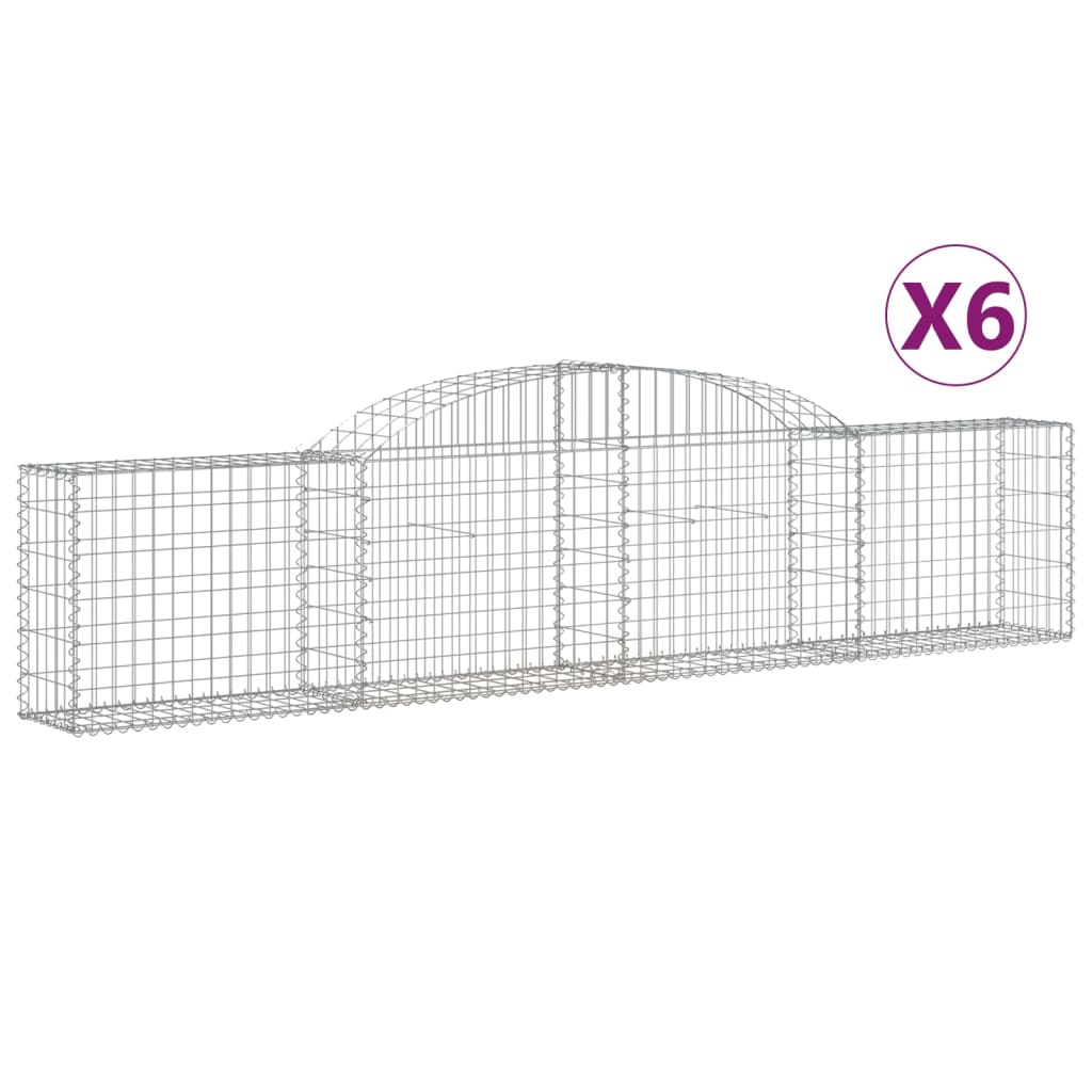 vidaXL 3146489 Arched Gabion Baskets 6 Pcs 300x30x60/80cm Galvanised Iron