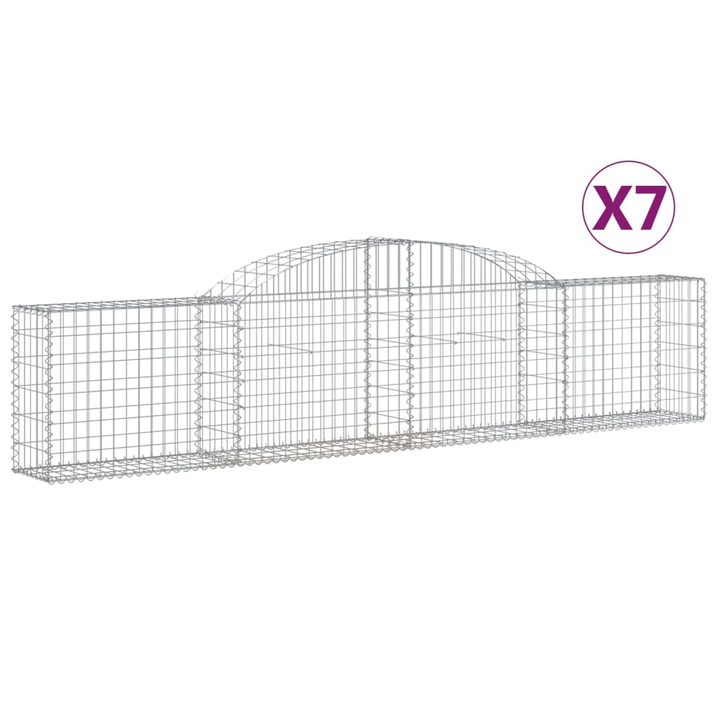 vidaXL 3146490 Arched Gabion Baskets 7 Pcs 300x30x60/80cm Galvanised Iron