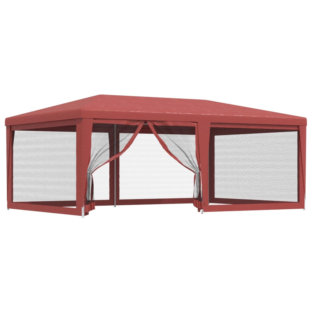 vidaXL 319260 Party Tent With 6 Mesh Sidewalls Red 6x4 M Hdpe