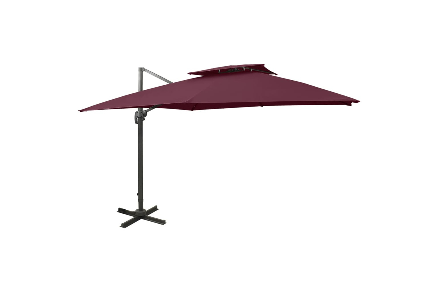 vidaXL 312380 Cantilever Umbrella With Double Top 300x300cm Bordeaux Red