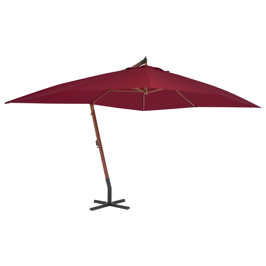 vidaXL 44493 Cantilever Umbrella With Wooden Pole 400x300cm Bordeaux Red