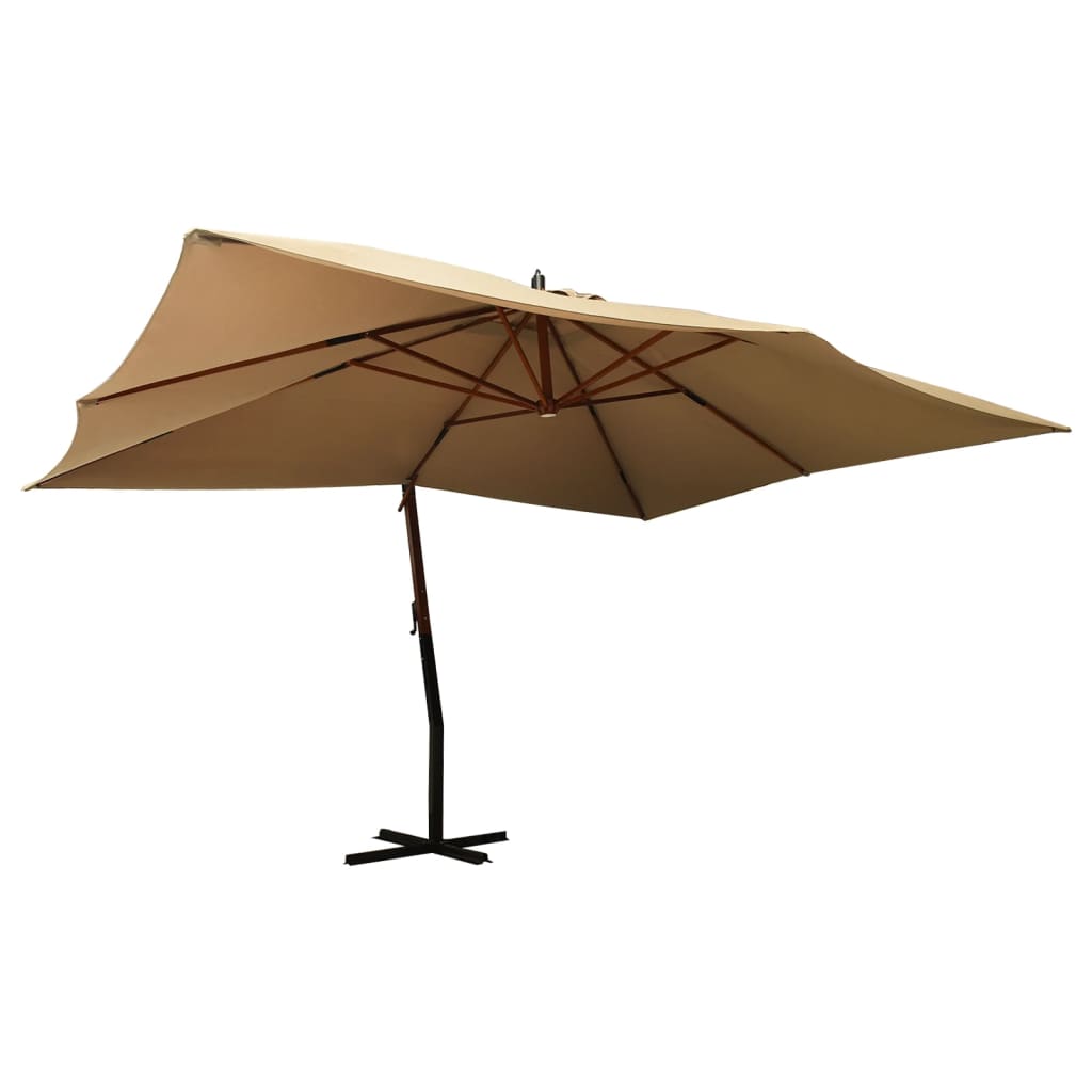 vidaXL 318431 Cantilever Umbrella With Wooden Pole 400x300cm Taupe