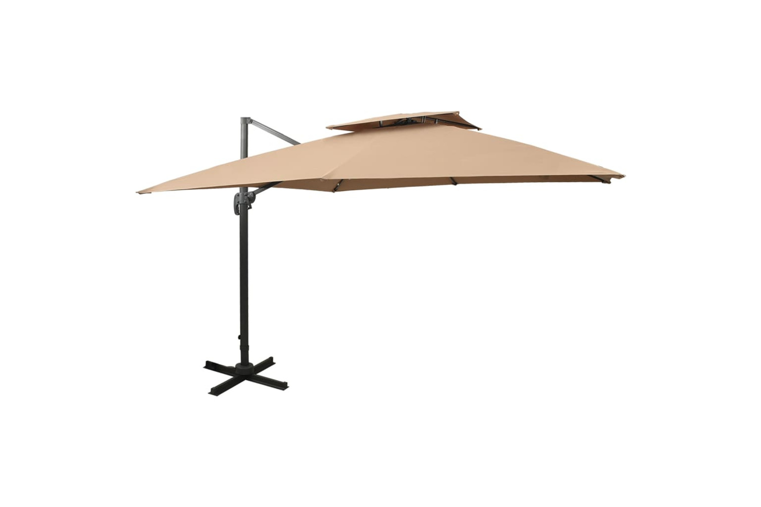 vidaXL 312374 Cantilever Umbrella With Double Top 300x300cm Taupe