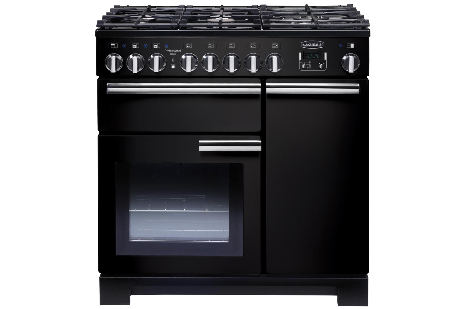 Rangemaster Pro Deluxe 90cm Dual Fuel Range Cooker | PDL90DFFCR/C | Black