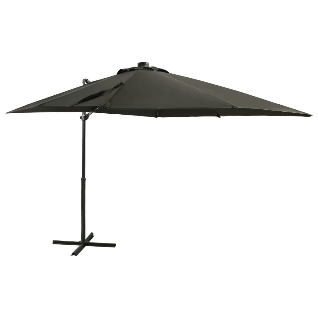Vidaxl 312322 Cantilever Umbrella With Pole And Led Lights Anthracite 250 Cm