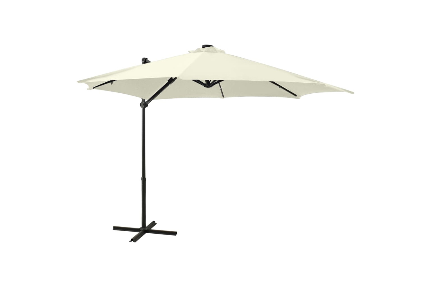 Vidaxl 312328 Cantilever Umbrella With Pole And Led Lights Sand 300 Cm