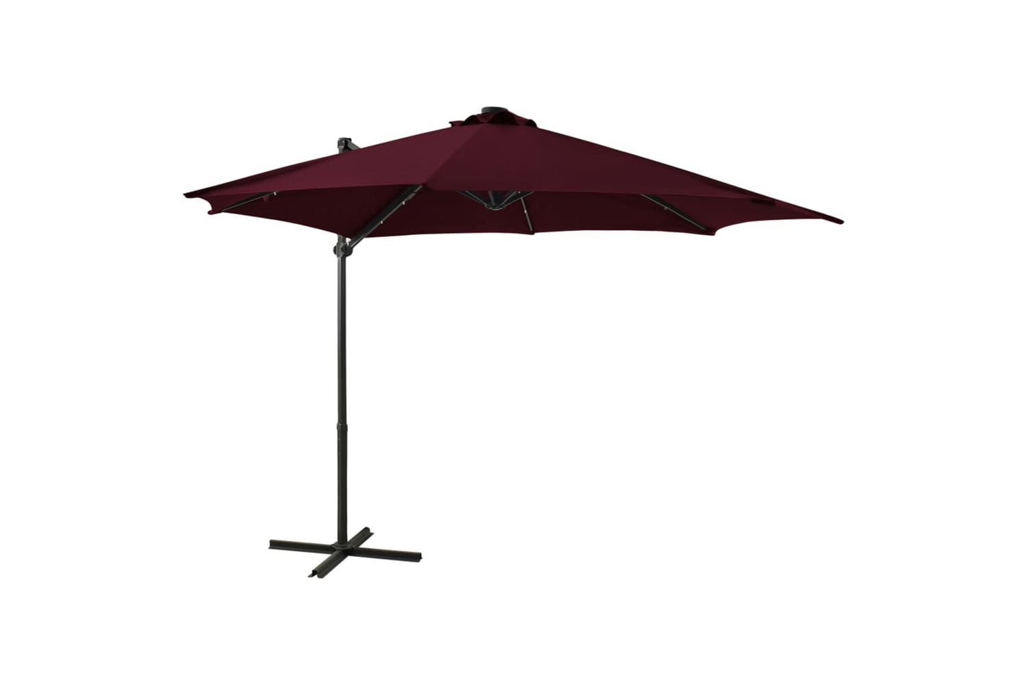 Vidaxl 312334 Cantilever Umbrella With Pole And Led Lights Bordeaux Red 300cm