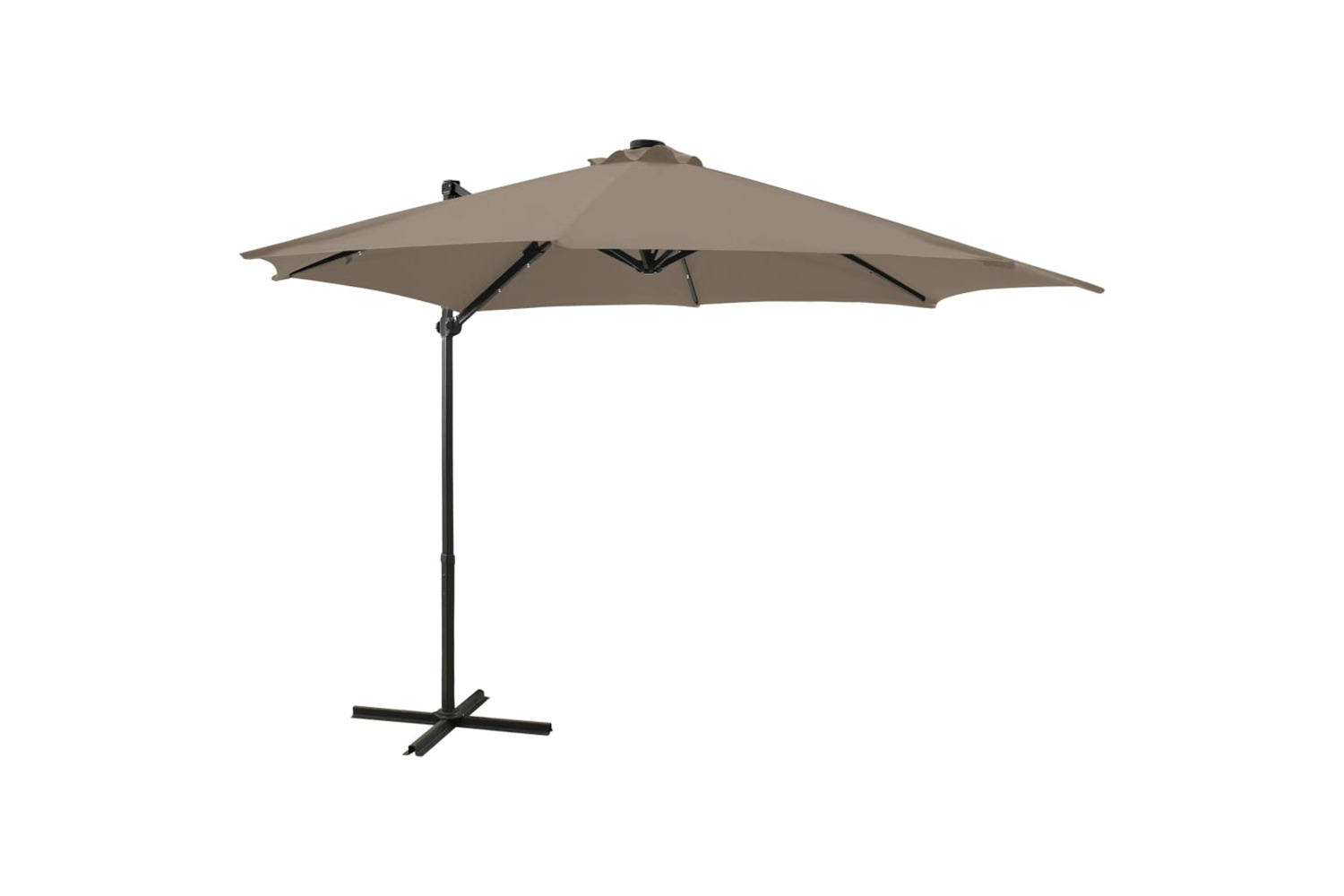 Vidaxl 312331 Cantilever Umbrella With Pole And Led Lights Taupe 300 Cm