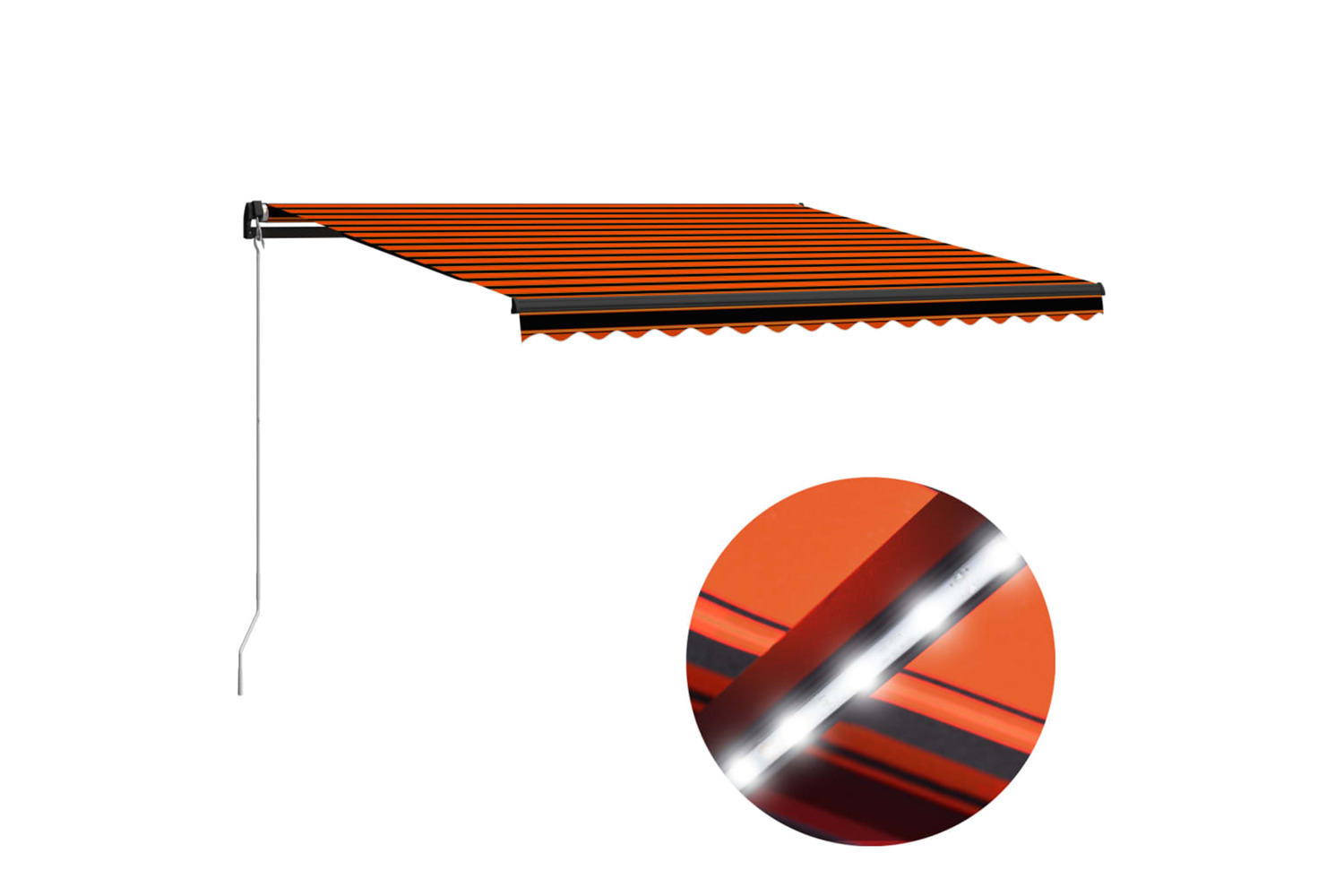Vidaxl Manual Retractable Awning With Led 400x300 Cm Orange And Brown