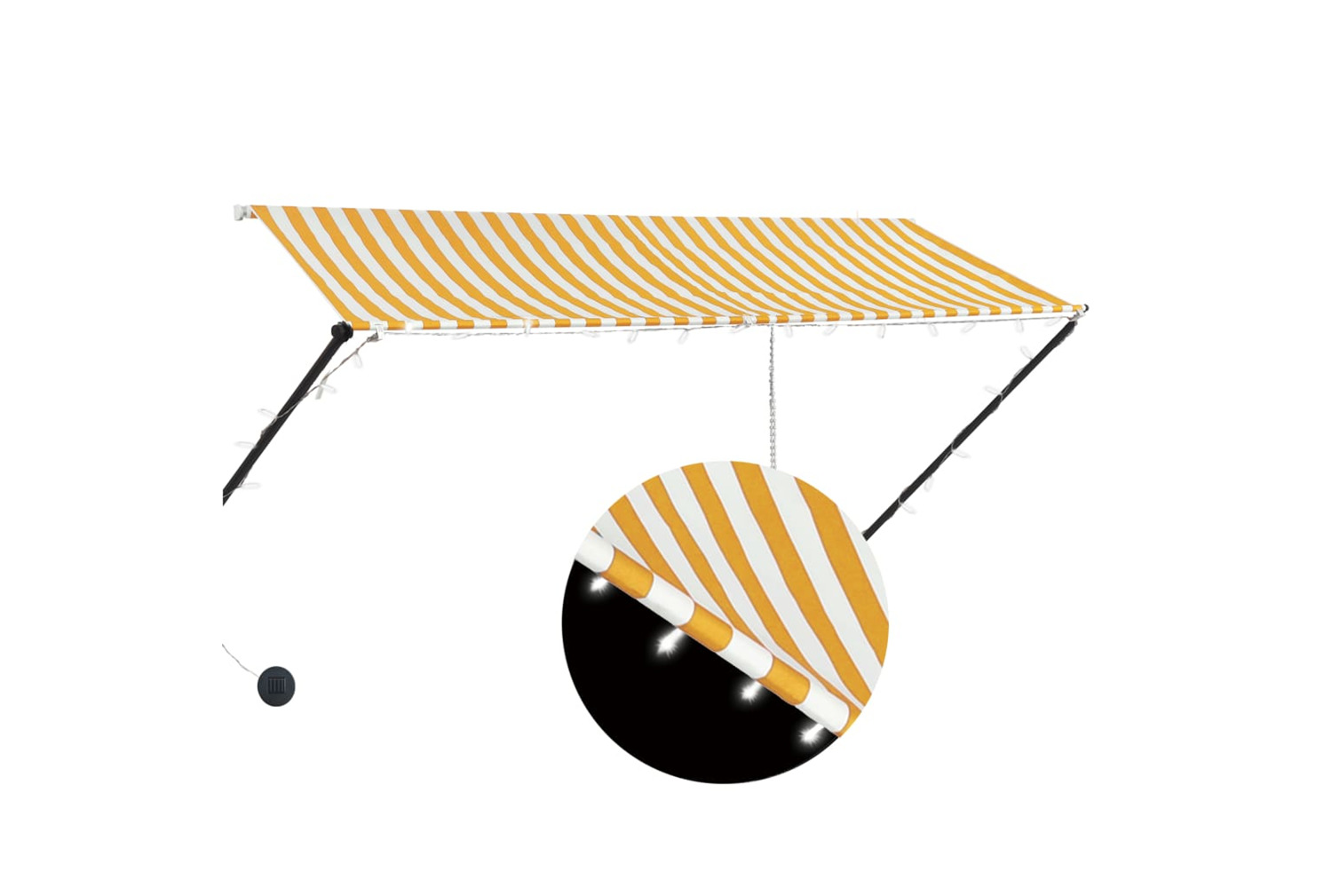 vidaXL 145911 Retractable Awning With Led 300x150cm Yellow And White