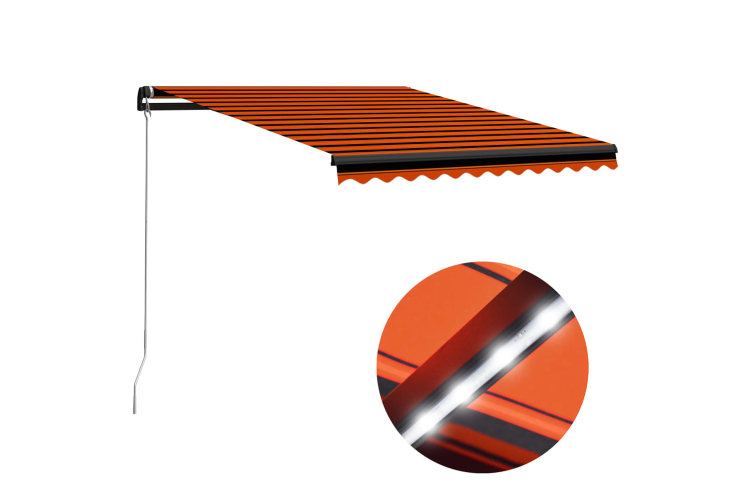 Vidaxl Manual Retractable Awning With Led 300x250 Cm Orange And Brown