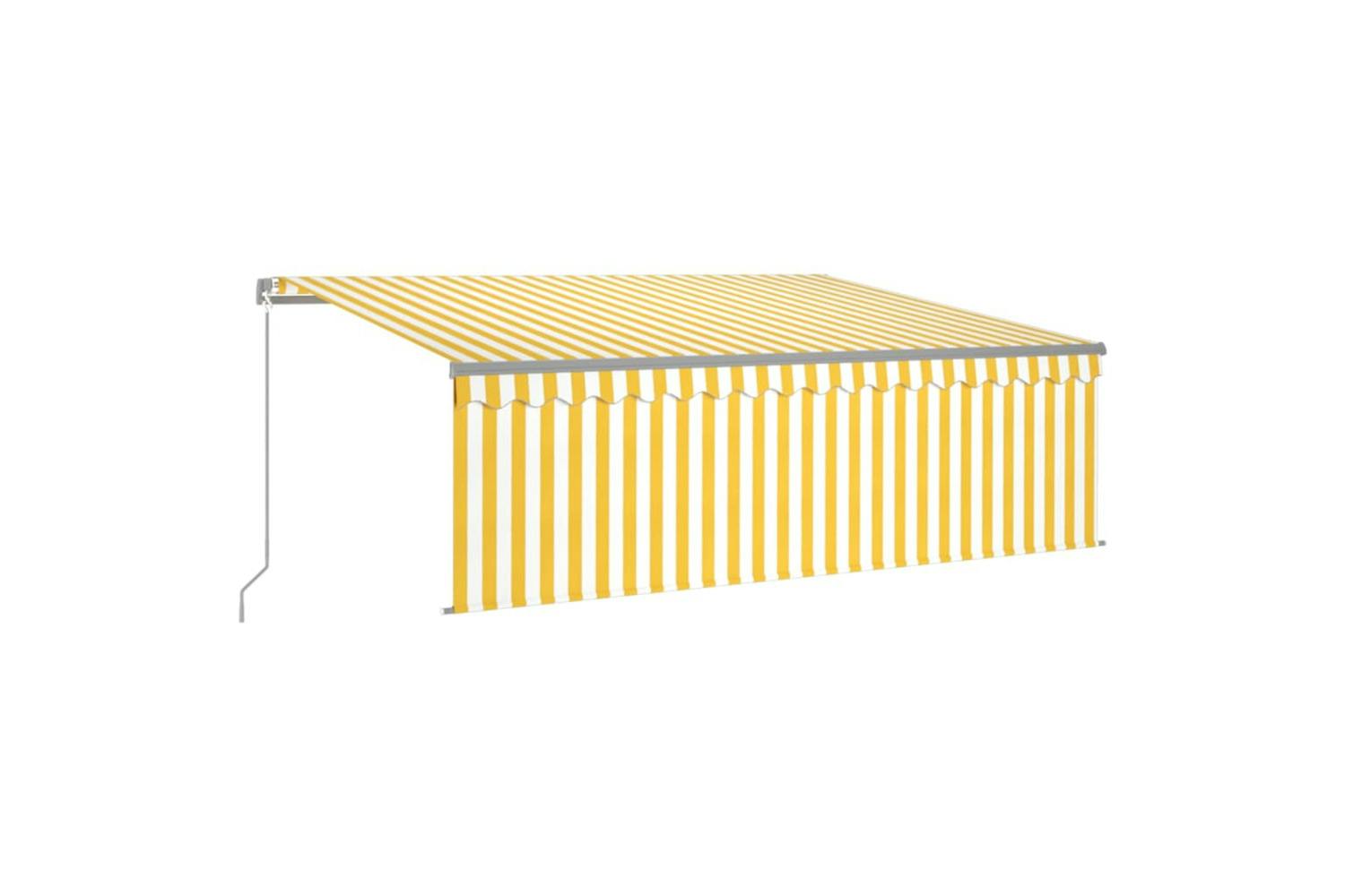 Vidaxl 3069423 Manual Retractable Awning With Blind&led 4x3m Yellow&white