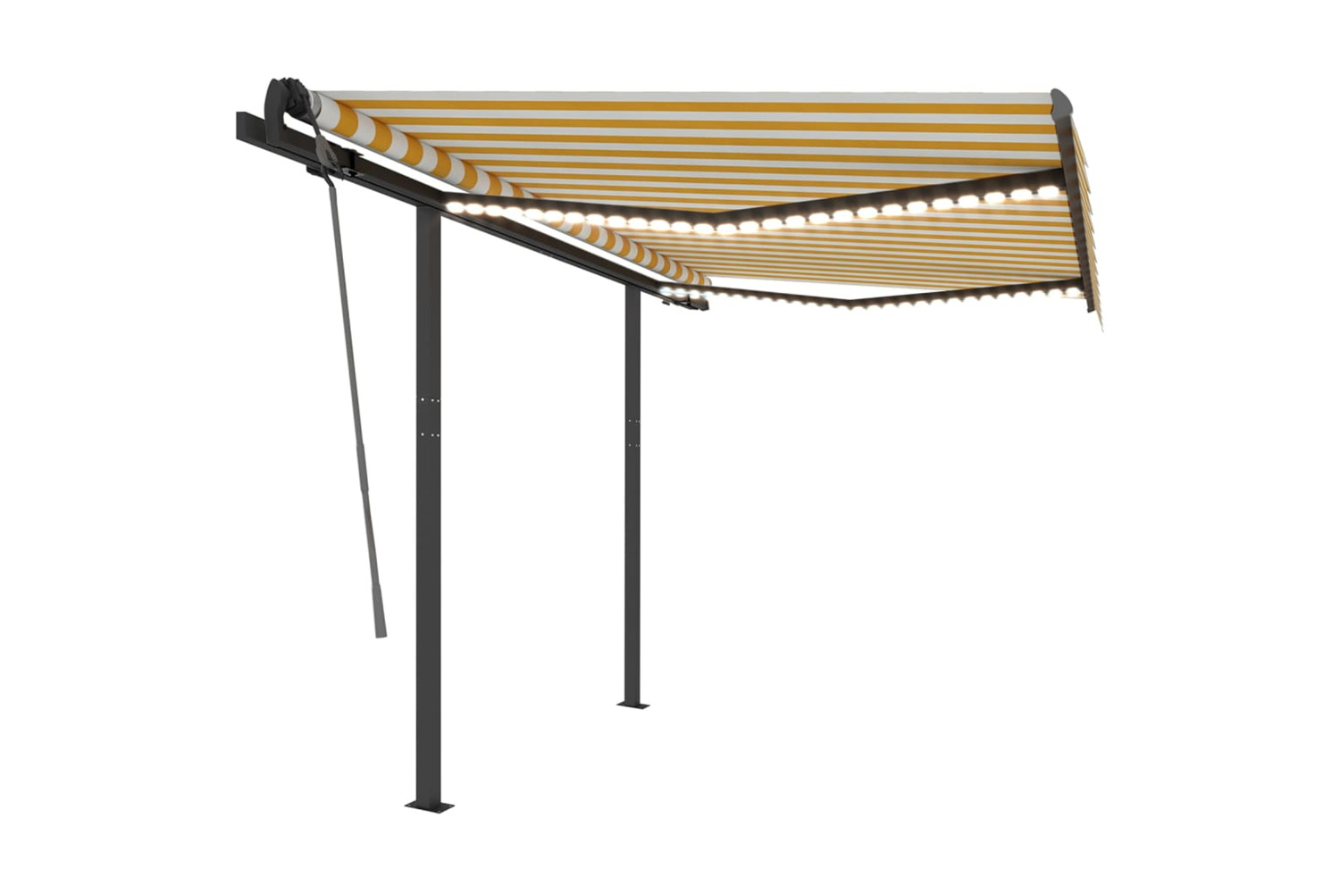 Vidaxl Manual Retractable Awning With Led 3x2.5 M Yellow And White