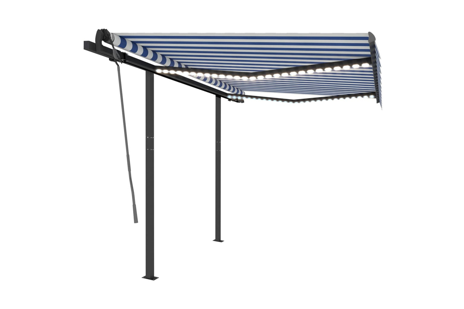 Vidaxl Manual Retractable Awning With Led 3x2.5 M Blue And White