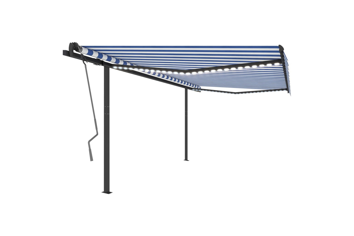 vidaXL 3070141 Manual Retractable Awning With Led 4x3 M Blue And White