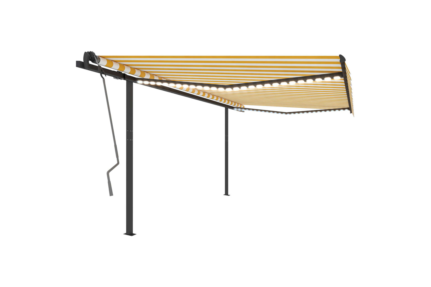 Vidaxl Manual Retractable Awning With Led 4x3 M Yellow And White